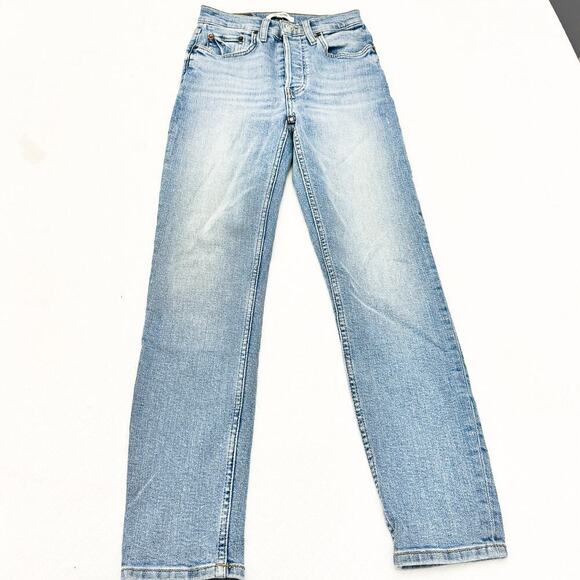 Re/Done 90's High Rise Ankle Crops Denim Jeans 163-3WHRAC Light Stone Size 24 - Picture 2 of 10